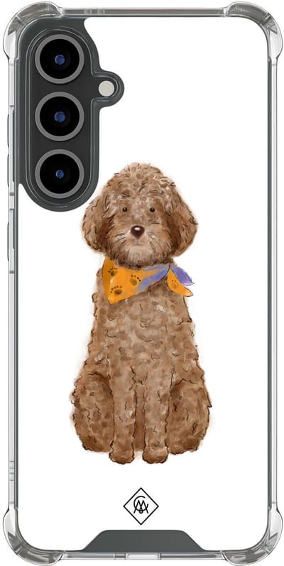 Casimoda® hoesje - Geschikt voor Samsung Galaxy S25 FE - Labradoodle - Shockproof case - Extra sterk - TPU/polycarbonaat - Bruin/beige, Transparant