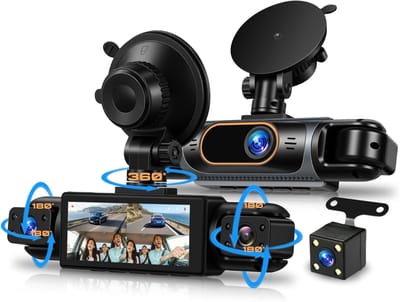SNJY® Dashcam voor Auto - Auto Camera - Dashcam Voor en Achter en Zijkanten - 360° Dashcam - 1080P - Zwart