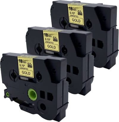 DULA Brother Compatible label tape- Tze-841 - 3 cassettes - Brother P-Touch - Zwart op goud - 18mm x 8m