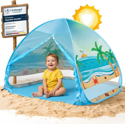 Strandtent uv Bescherming - Strandtent Baby Pop Up – Strandtentje Extra Licht – Strandschelp – Strand Tent – strandcomfort