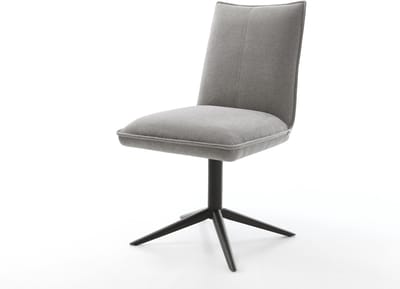 Eetkamerstoel Lelio-Flex kruispoot zwart zachte stof met structuur grijs 360° draaibaar rocker-functie pocketveer kern
