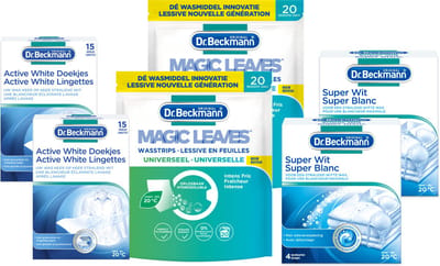 Dr. Beckmann Voordeelset - Magic Leaves Wasmiddeldoekjes Universeel 2x Active White 2x Super Wit 2x
