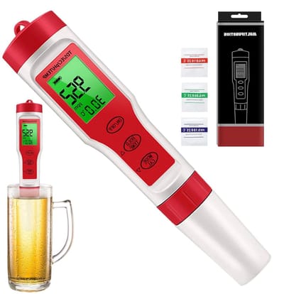 Digitale pH -tester voor water, pH -tester Digital,Hoge nauwkeurigheid 4 in 1 pH Tester Meter Digital - EC -sensortestgereedschap, temperatuurmeter voor thuiswater, hydrocultuur,