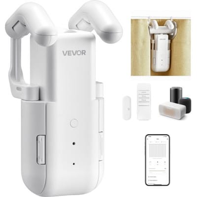 VEVOR automatische gordijnopener (bediening via app en afstandsbediening), elektrische gordijnopener, compatibel met Alexa en Google Home, met stille modus en timer, voor Romeinse gordijnroeden.