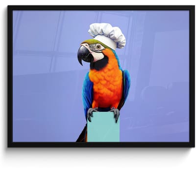 Fotolijst inclusief poster - Posterlijst 70x50 cm - Posters - Papegaai - Koksmuts - Vogel - Leuk - Foto in lijst - Keuken decoratie muur - Wanddecoratie accessoires - Muurdecoratie - Schilderijen