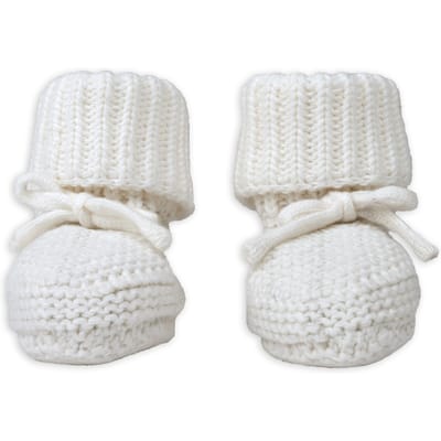 Lodger - Baby Slofjes Gebreid - Wit - 0-6 Maanden - Katoen - Newborn Slofjes & Babysokjes