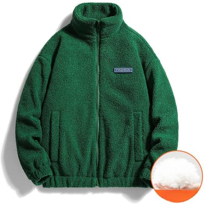 Herfst en Winter Herenjas, Dikke Fleece Trui met Opstaande Kraag, Fleece Donsjas, Warme Jas L black