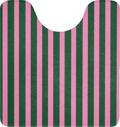WC mat met uitsparing 55x60 cm - Antislip - Verticale strepen - Groen - Roze - Toiletmat met uitsnijding - Vloermat - Douchemat - Toilet tapijt - Toiletmatten