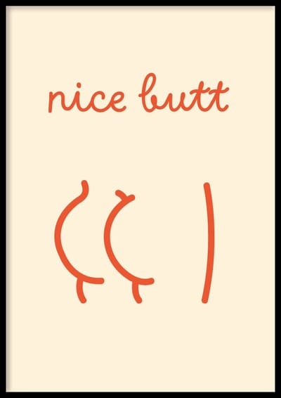 Poster Butt - 30x40 cm - WC Poster - WALLLL - Exclusief lijst - Toilet poster - Grappige poster - Line art