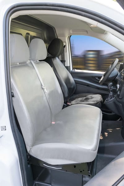 Walser Autostoelhoes Transporter Fit Kunstleer antraciet geschikt voor Mercedes-Benz V-Klasse 447 - 1 enkele zitplaats voorin (armleuninguitsparing rechts)