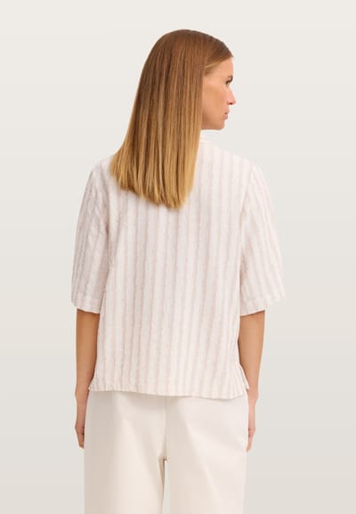 Bugatti Damen Blouse met korte mouwen, gestreept, met overhemdkraag