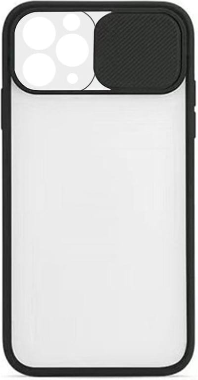 DrPhone GIH3 - TPU Bumper Armor Case met Slide Camera Cover – Antislip – Schokbestendig - Geschikt Voor IOS iPhone 13 – Transparant/Zwart