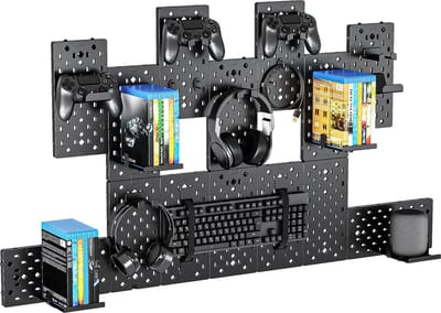 VDD Gaming - Pegboard voor controllers - Controller houder - Metaal - Zwart - 115 x 64 cm