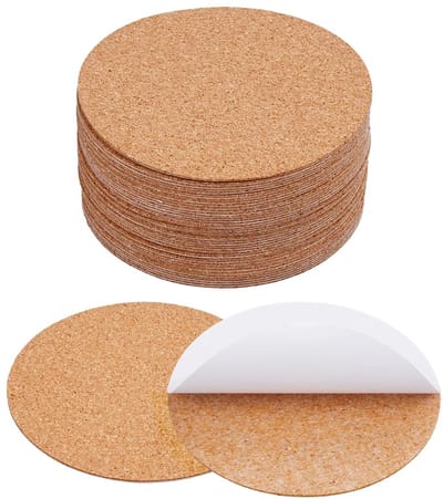 Ronde kurkonderzetters - zelfklevend - set van 50 - 10 cm - hoogwaardig kurk