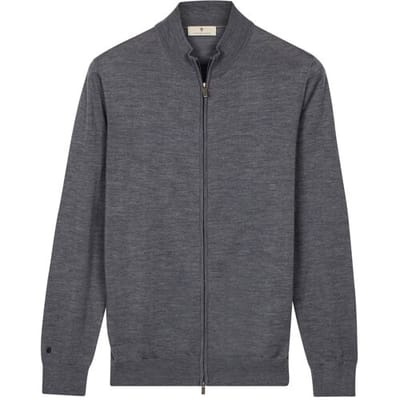 Thomas Maine Vest Fine Merino Full 2-Way Zip Single Knit Denim Blue / male