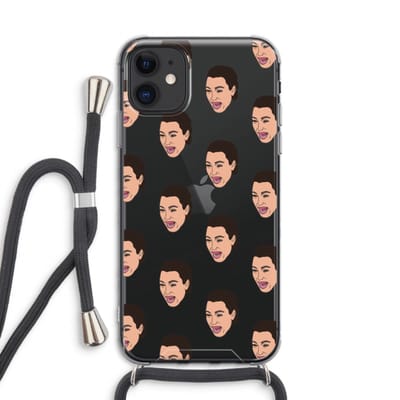 Case Company® - Hoesje met koord geschikt voor iPhone 11 hoesje met Koord - Ugly Cry Call - Telefoonhoesje met Zwart Koord - Bescherming aan alle Kanten en Over de Schermrand