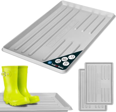 KOTARBAU® 2 stuks Schoenenlekbak, Lekbak Schoenen, Kunststof, 60 x 40 cm, Grijs, Schoenendruipbak, Schoenmat, Laarzen Afdruipmat, Lekbak voor Natte Schoenen, Schoenafdruipbak, Schoenenschaal