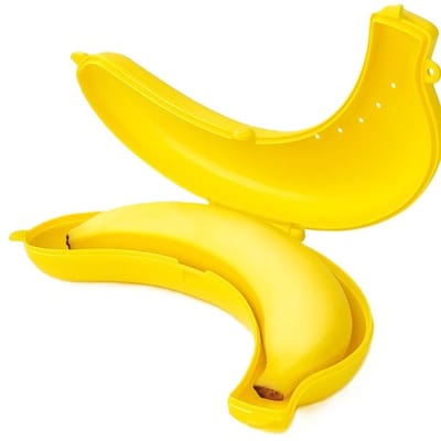 Bananendoos - Bananendoos – Bananentrommel voor onderweg - Perfecte bescherming voor onderweg - Robuust & BPA–vrij - Geel - LOUZIR