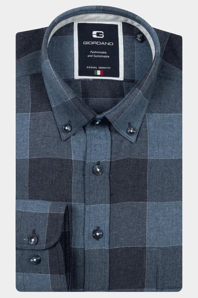 Giordano Casual hemd lange mouw Blauw Brando long sleeve button dow 527303/60