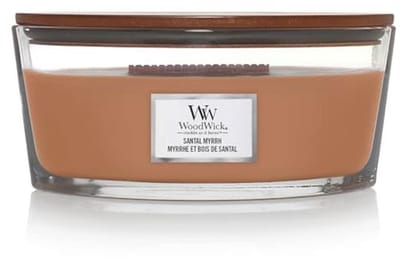 Ellipse geurkaars met knapperende lont | Santal Myrrh | Tot 50 uur brandtijd