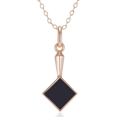 Collier Pendentif Carré Pierre Noire Pour Femmes Mode Couleur Or Rose Accessoires Haute Qualité Bijoux Fins Quotidien beige
