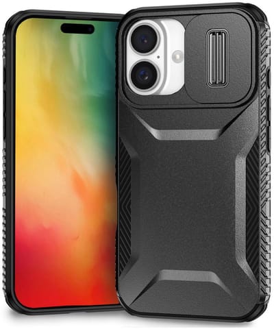 Hoesje Geschikt voor Apple iPhone 16 | Back Cover met Camera Slider | Schokbestendige Case | Camera Cover | Stevig | Zwart