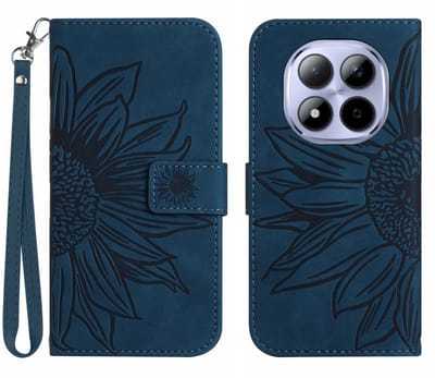 Coverup Hoesje - Geschikt voor Xiaomi Redmi Note 15 Pro 5G Hoesje - Coverup Zonnebloem Book Case met Koord - Blauw