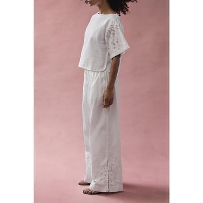 Alchemist Pants Moonflower Embr Very White Maat: 34 | Wijde Broeken Outlet | Dames | Wit