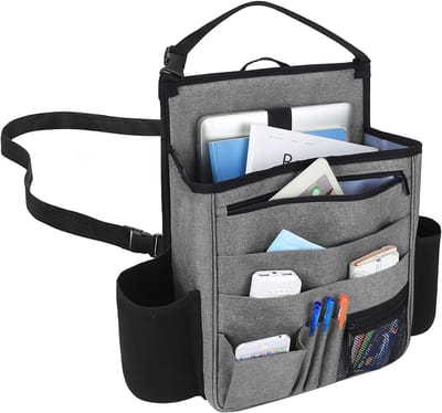Auto-organizer voor de achterbank, organizer voor de achterbank, organizer met vakken voor laptop en tablet, grijs