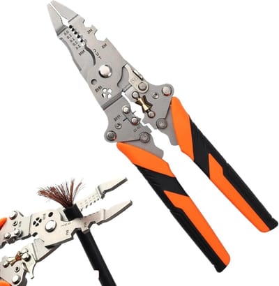 Draadstripper Tang - Krimper Stripper - Draden Bewerken - 14 Functies Opvouwbaar - 21 cm - Zwart