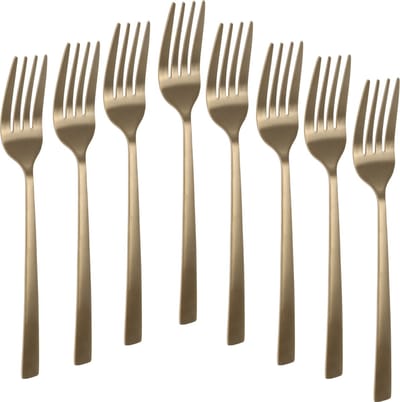 Excellent Houseware Taart/gebak vorkjes - 8x stuks - goud - RVS - 15 cm - verjaardag/feest vorkjes