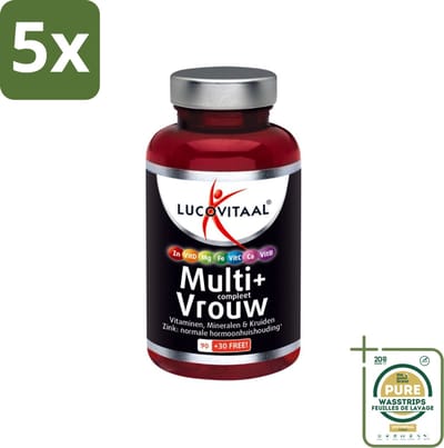 5 x Lucovitaal - Vitaminen - Multi + Compleet Vrouw - 120 Tabletten - Grootverpakking - Multivitamine Vrouw - Gezondheid Vrouw - Energie Vrouw - Vitaliteit Vrouw - Hormoonbalans