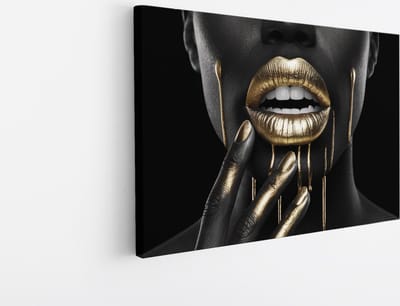 Saammp Canvas Schilderij - Vrouw - Goud - abstract - 30x20 - Foto op canvas - Wanddecoratie - Muurdecoratie Woonkamer - Slaapkamer decoratie - Canvas Print