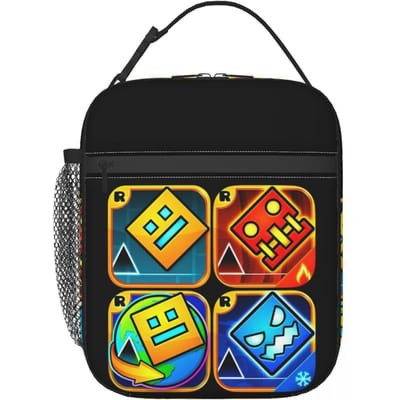 Videogame Geometry Dash Geïsoleerde Lunchtas voor Vrouwen Kinderen Lekvrije Voedseldozen Thermische Lunchbox Tote One Size