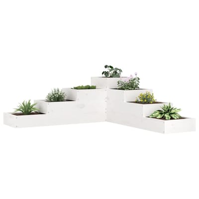 vidaXL - Plantenbak - 4-laags - 106x104,5x36 - cm - massief - grenenhout - wit