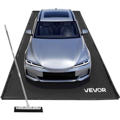 VEVOR PVC garagevloermat, antislip (2,4 x 5,5 x 0,03 m) met wisser, duurzame en waterdichte vloerbescherming tegen sneeuw, regen en modder, zwart