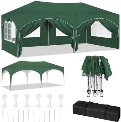 Jessi Store - Partytent - Paviljoen - Partytent 3x6 - Partytent Easy Up - Opvouwbaar - Waterdicht - Verstelbare hoogte - Groen