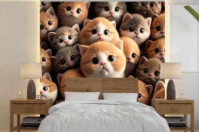 Behang - Fotobehang Katten - Huisdieren - Kitten - Design - Jongens - Meisjes - Breedte 240 cm x hoogte 240 cm