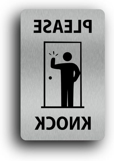Huisnummerbordje - Deurbordje Klop - Privacy Aangeven - UV-bedrukt Aluminium - 90 x 140 mm - Zilver