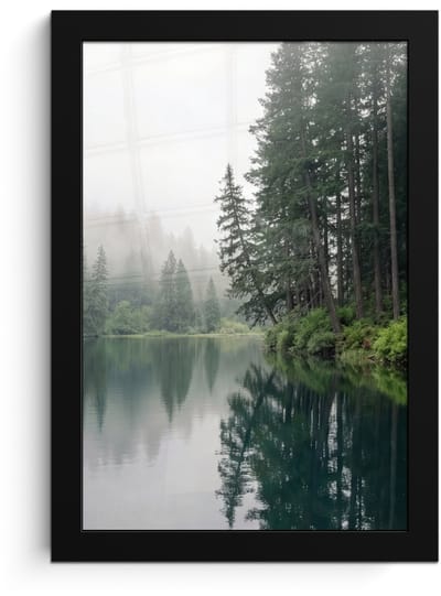 Poster in lijst - Fotolijst 20x30 cm - Posters - Bergen - Meer - Bos - Posterlijst zwart - Decoratie - Wanddecoratie woonkamer - Muurdecoratie slaapkamer