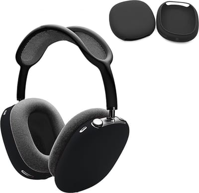 Peachy Drop Proof Siliconen Beschermhoes Beschermkap Case geschikt voor AirPods Max - Zwart