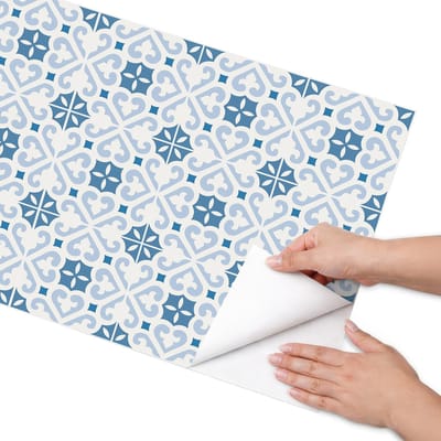 Coloray Meubel Wrap Folie - Blauw Meubelfolie - 50x100 cm - Meubel Wrap Folie Decoratieve tegels - Plakfolie Meubels - Geometrische Meubelfolie - Decoratiefolie Zelfklevend - Slaapkamer decoratie - Achtergronden en patronen