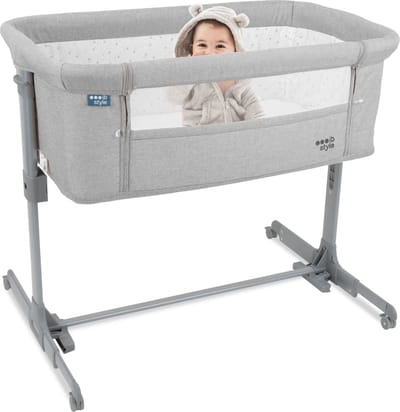 ib style® Aluna Baby Bed - Co-Sleeper - Reisbedje met Tas - Wieg - Hoogteverstelbaar - Inklapbaar - Met Matras - Grijs