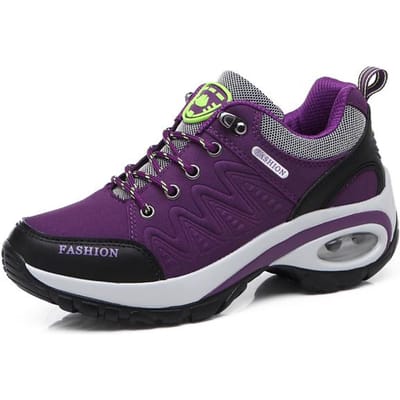 Baskets Meglover Femme Coussin d'Air Chaussures de Course Athlétiques Marche Respirantes Sport Lacets Plateforme Haute Chaussures Décontractées 42 violet