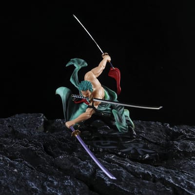 18cm Anime One Piece Banpresto Roronoa Zoro Drie Zwaarden Staand PVC Actie Model Collectie Cool Model Decoratie Speelgoed Kinderen Cadeaus black