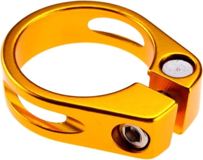 Snelle Ontgrendelbare Zadelpenklem 34.9mm voor MTB en Racefietsen - Aluminium, Goud, Lichtgewicht en Duurzaam