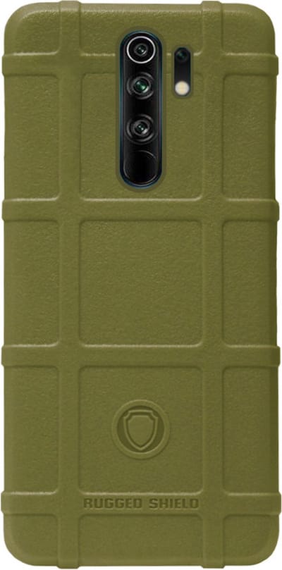 RUGGED SHIELD Rubber Bumper Case Hoesje voor Xiaomi Redmi 9 - Groen