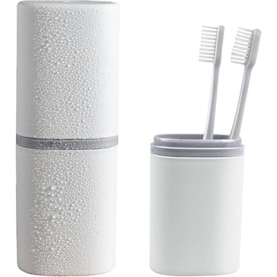 Boîte de Rangement Portable pour Brosse à Dents, Gobelet pour Bain de Bouche, Boîte de Rangement, Voyage, Camping, Boîte Kit Dentaire, Gobelet de Rinçage, Salle de Bain, Étui Support Protecteur pour Brosse à Dents gray