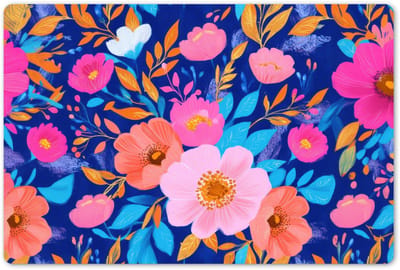 Placemats 45x30 cm - Placemat kunststof - 1 stuk - Bloemen - Blauw - Roze - Borden onderleggers - Decoratie voor op tafel - Keuken tafeldecoratie accessoires - Vinyl onderlegger - Tafelversiering