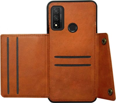 ADEL Kunstleren Back Cover Pasjeshouder Hoesje Geschikt voor Huawei P Smart 2020 - Bruin